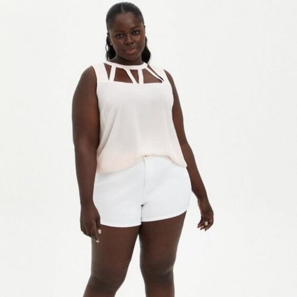 🆕 NWT Women’s torrid 2 Pearl Blush Pink Georgette Cage Front Tank 18 20 2XL XXL - Picture 7 of 13